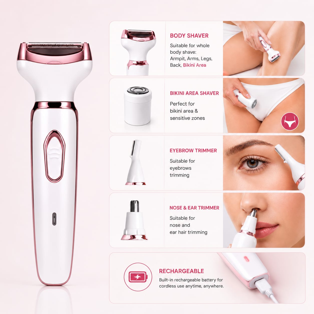 🪄 4-in-1 Smart Hair Remover — Effortless & Painless ! (Men & Women) - Image 3