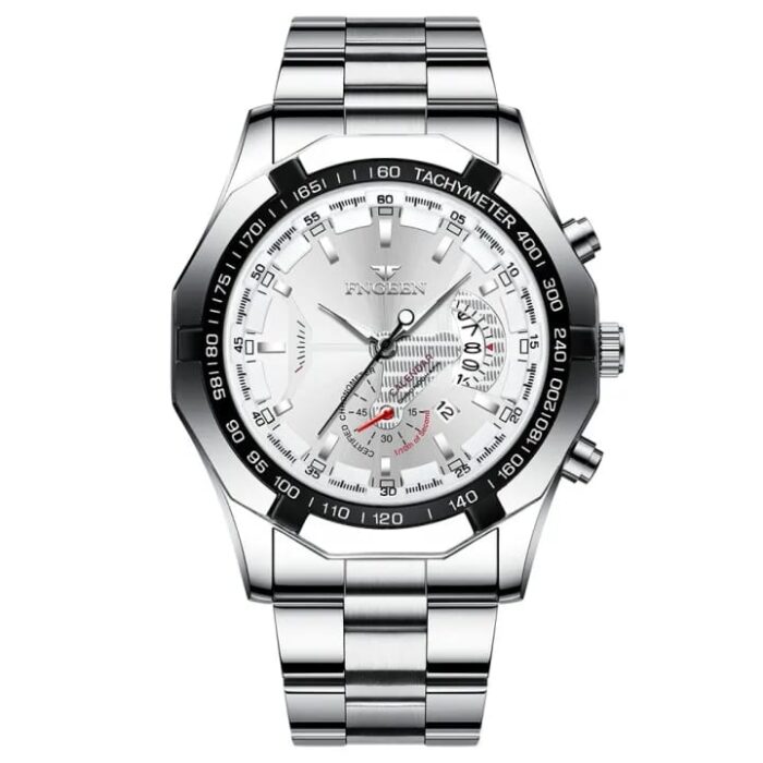 FNGEEN Silver Color Authentic Waterproof Wrist Watch For Men - Image 2