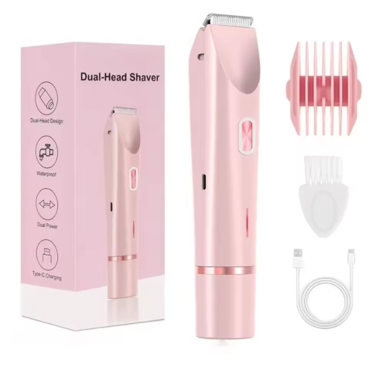 Dual Head Trimmer – Smart Grooming, Double Efficiency! (Pink Edition)