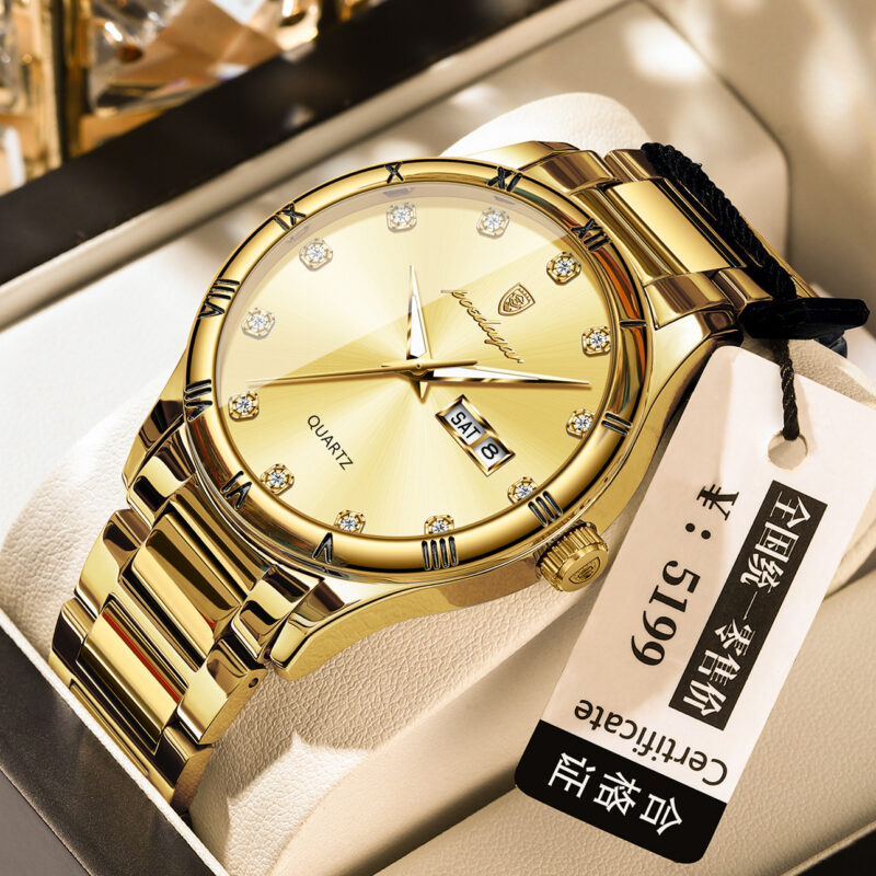 POEDAGAR 878-GD-GD Elegant Royal Day-Date Watch (Golden Edition)