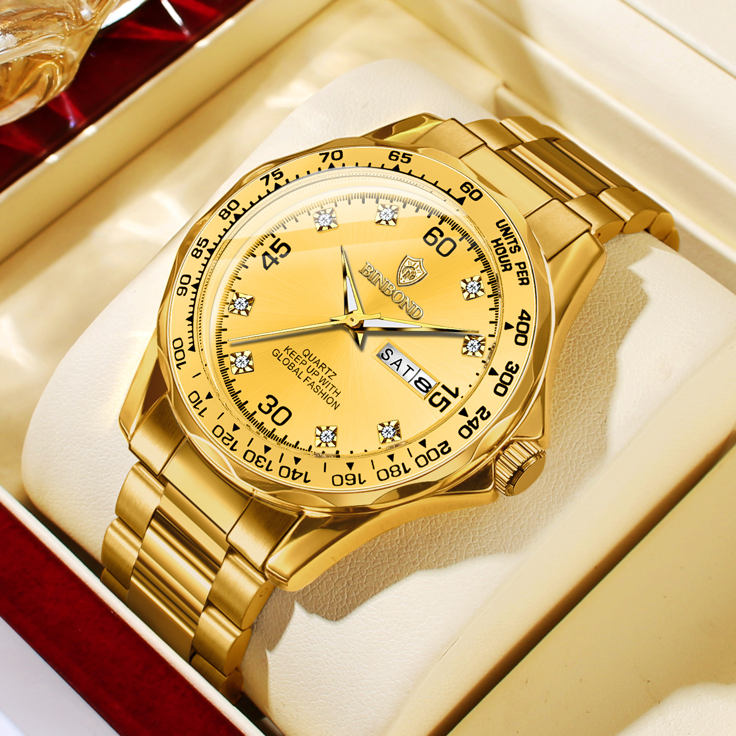 POEDAGAR 963-GD-GD Luxury Men's Watch - Royal Gold Edition